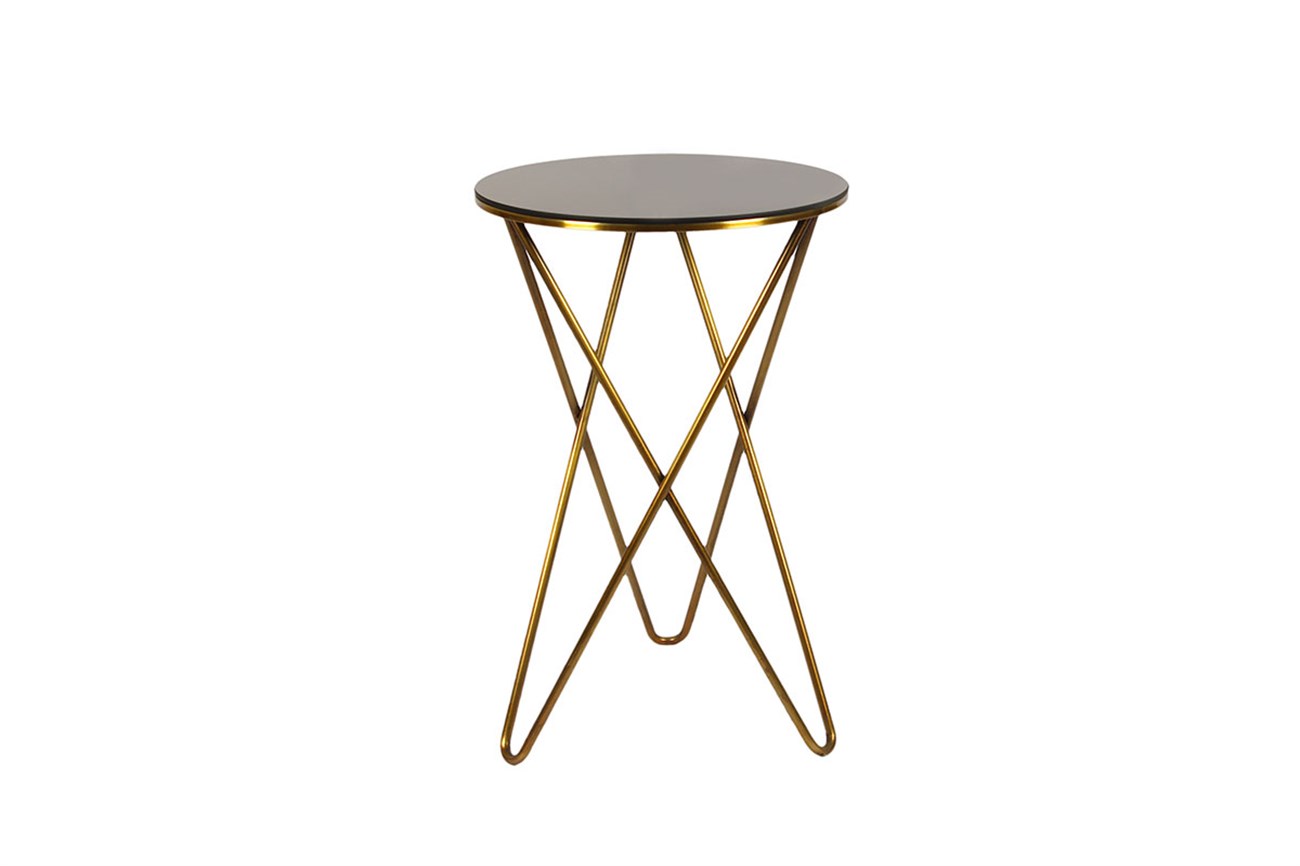 Yıldız Yan Sehpa Cam Parlak Altın Orta Boy