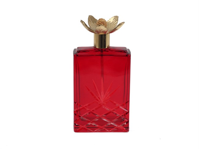 Dikdörtgen Yapraklı Kırmızı 8*9cm Parfüm ŞişesiZaraif