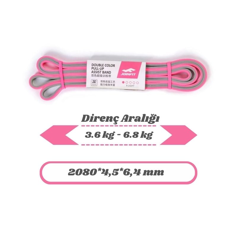 Joinfit Direnç lastiği ve egzersiz bandı pembe XX Light