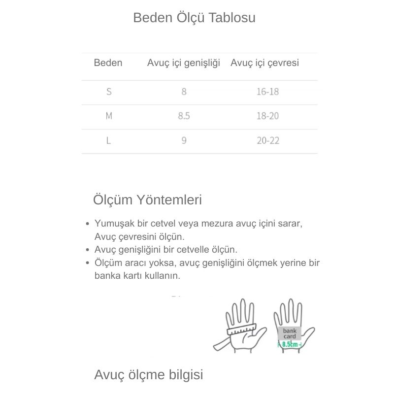 Joinfit Fitness ve Ağırlık Eldiveni Pembe Beden Tablosu