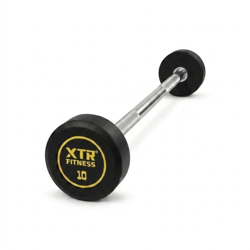 XTR Fitness Barbell Düz Sabit 10 Kg kauçuk kaplı ağırlık barı