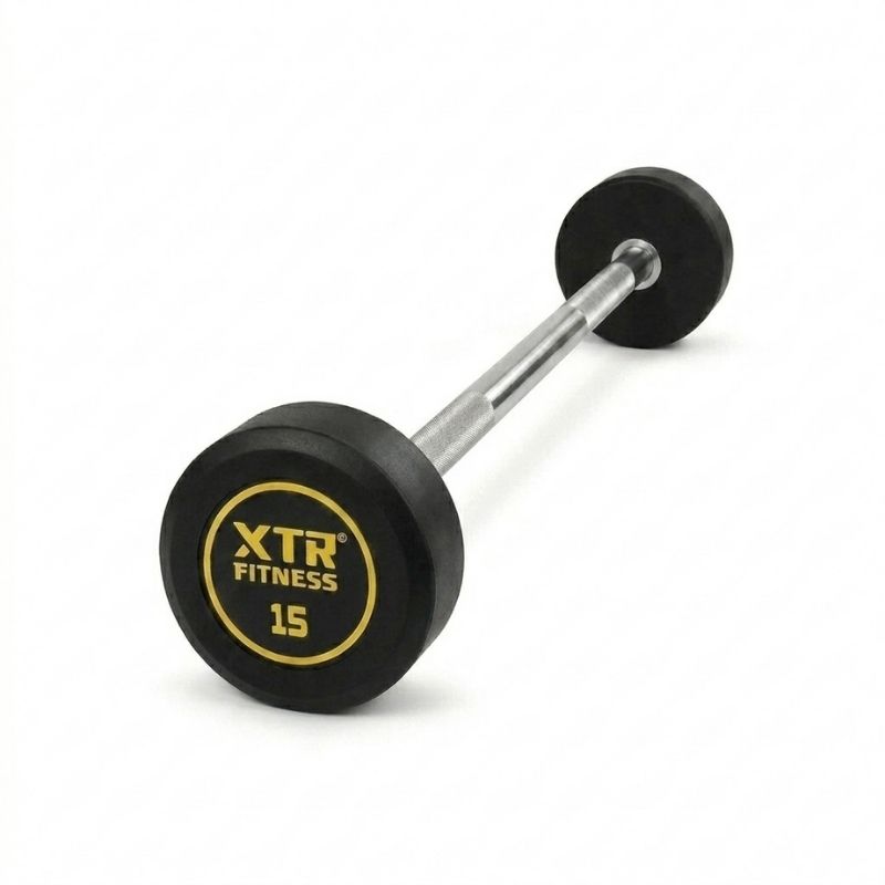 XTR Fitness Barbell Düz Sabit 15 Kg kauçuk kaplı ağırlık barı