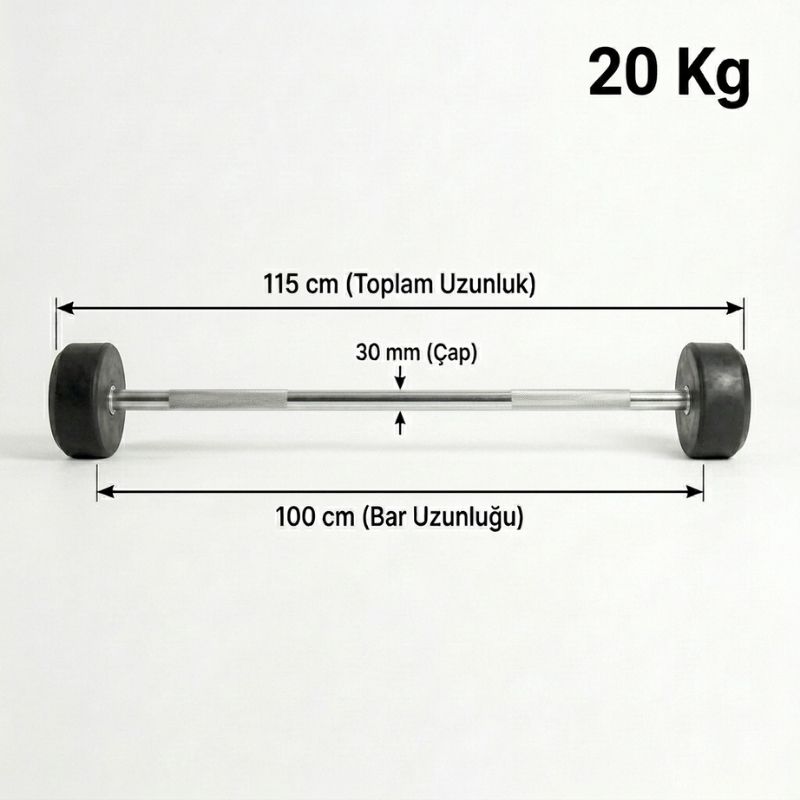 XTR Fitness Düz Bar 20 Kg ölçüleri: 100 cm uzunluk, 30 mm çap diyagramı