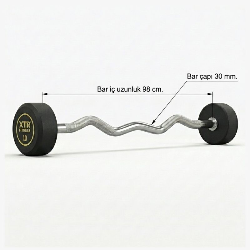 XTR Fitness Z Barbell ölçüleri: 100 cm uzunluk, 30 mm çap diyagramı