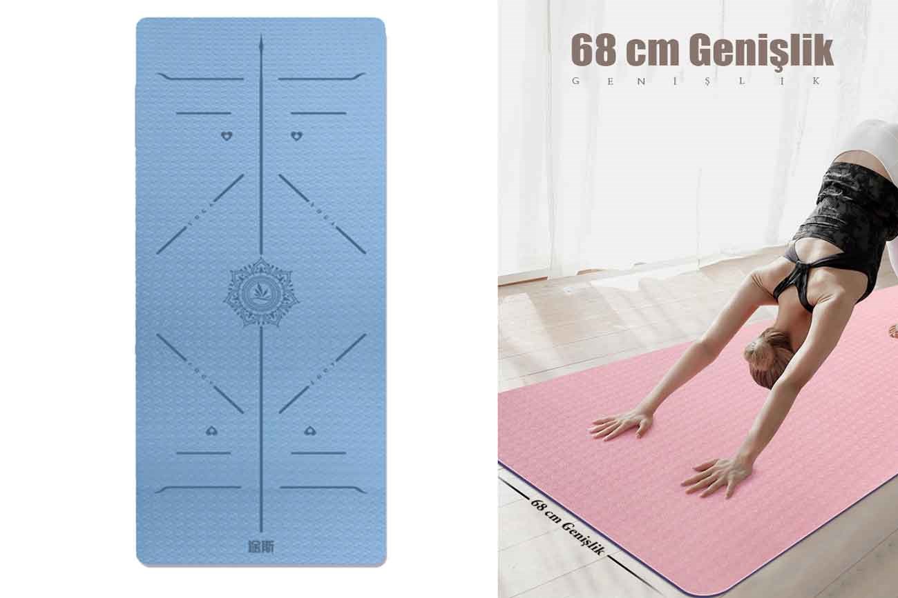 Tusi Yoga Matı ve Pilates Minderi Çift Renk Tpe Açık Mavi
