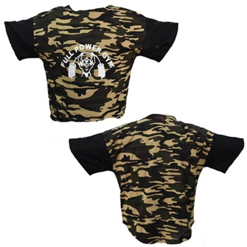 Spor Giyim AKS.FULLPOWER149 Fullpower Gym Full Power Gym  Ragtop Spor T-Shirt Kamuflaj Hardal