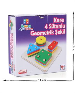 Hamaha Eğitici Ahşap Oyuncak Kare 4'Lü Sütun Geometrik Şekil Bul-Tak