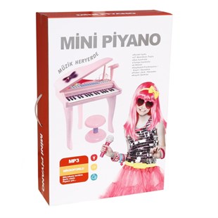Mikrofonlu Mini Piano 37 Tuşlu - Pembe