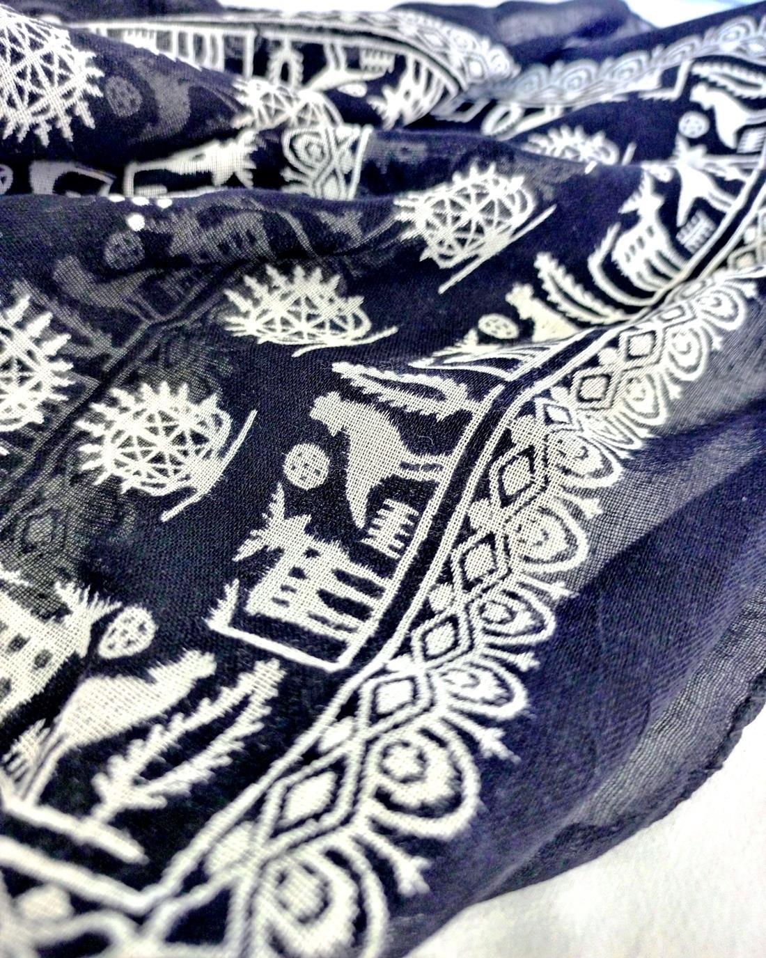 %100 Pamuklu Kare Bandana Örtü (Hitit Desenli) '60 cm X 60 cm'