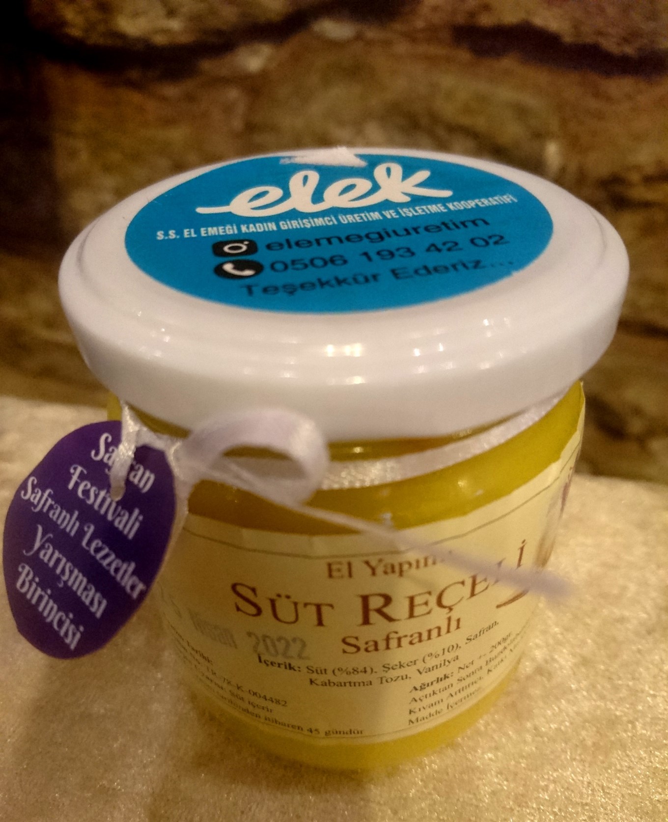 Safranlı Süt Reçeli 'ELEK' (El Emeği Kadın Girişimci Kooperatifi) 200 gr