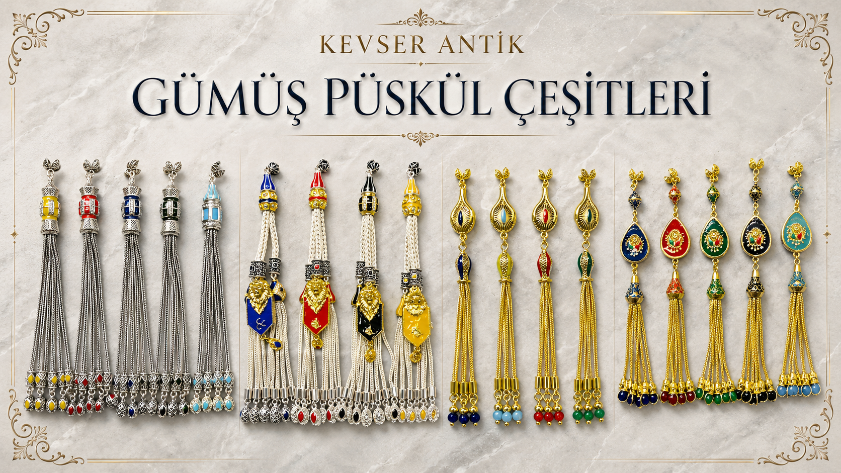 Gümüş Püskül Çeşitleri Nelerdir? Tesbihlerde gümüş püskül modelleri - KevserAntik.com