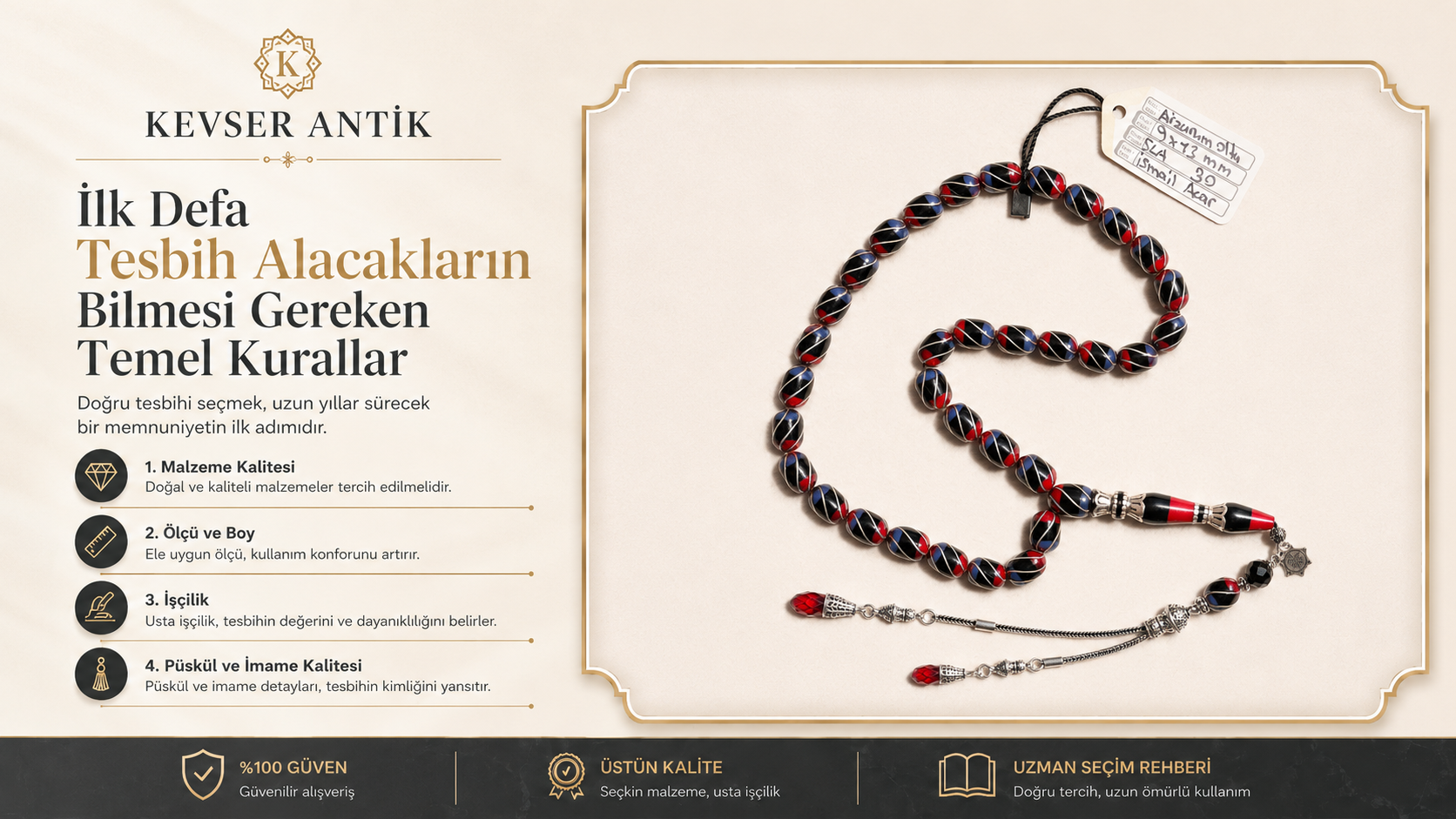 İlk Defa Tesbih Alacakların Bilmesi Gereken Temel Kurallar - KevserAntik.com Kuka, Oltu Taşı, Damla Kehribar ve Osmanlı Sıkma Kehribar rehberi