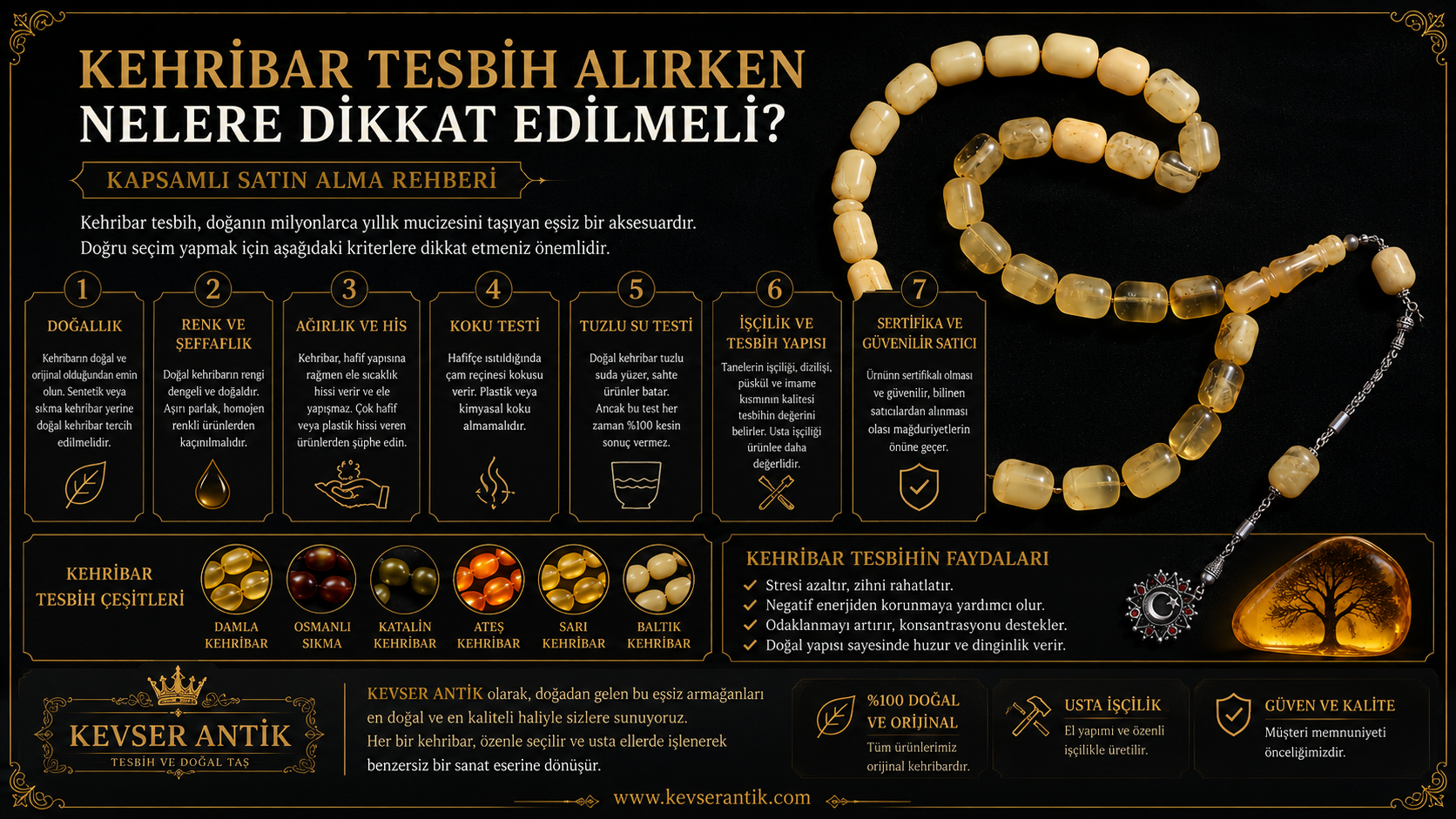 Kehribar Tesbih Alırken Nelere Dikkat Edilmeli? Koleksiyonluk kehribar tesbih seçim rehberi - KevserAntik.com