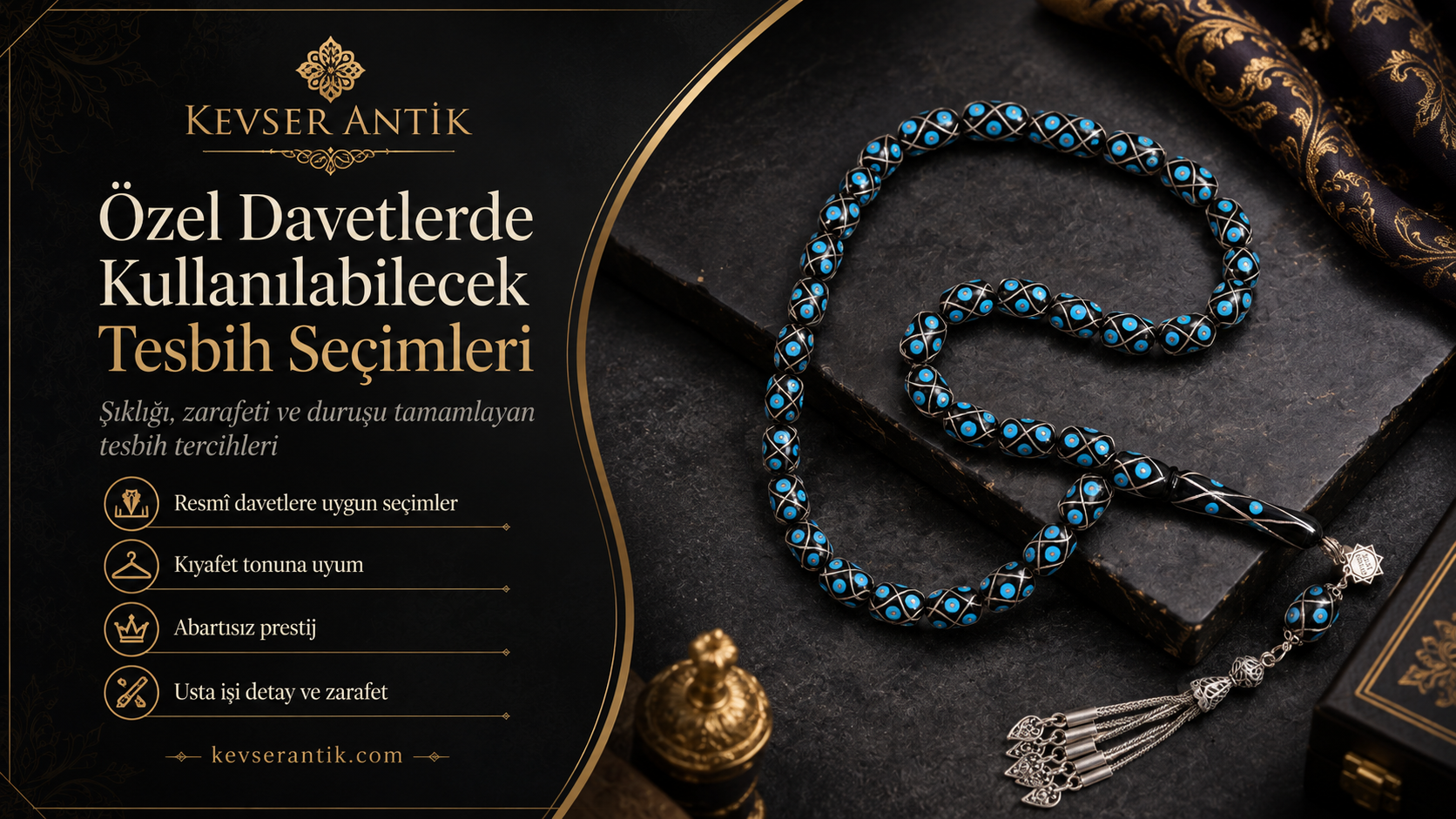 Özel Davetlerde Kullanılabilecek Tesbih Seçimleri - KevserAntik.com Osmanlı Sıkma Kehribar, Kuka, Oltu Taşı ve gümüş püsküllü tesbih rehberi