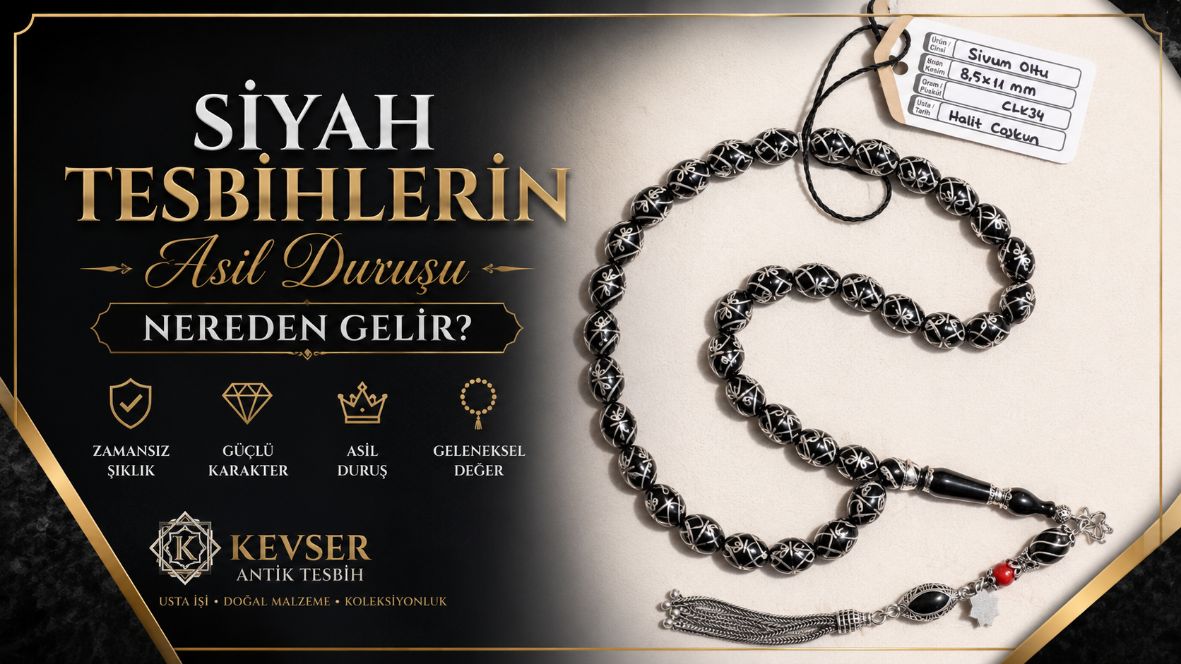 Siyah Tesbihlerin Asil Duruşu Nereden Gelir - KevserAntik.com Oltu Taşı, Oniks ve gümüş püsküllü siyah tesbih rehberi