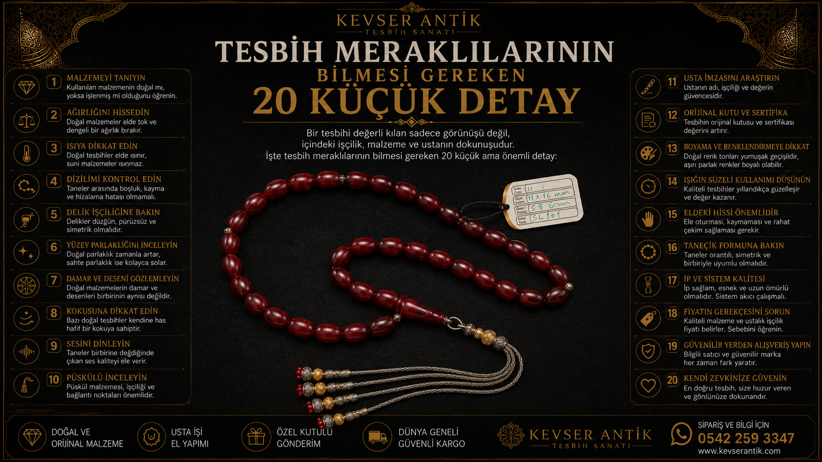Tesbih Meraklılarının Bilmesi Gereken 20 Küçük Detay - Kaliteli ve koleksiyonluk tesbih rehberi