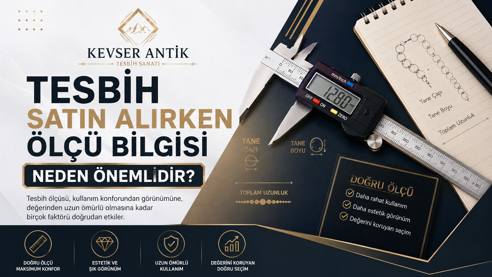 Tesbih Satın Alırken Ölçü Bilgisi Neden Önemlidir - Habbe ölçüsü, 33’lük ve 99’luk tesbih seçimi rehberi