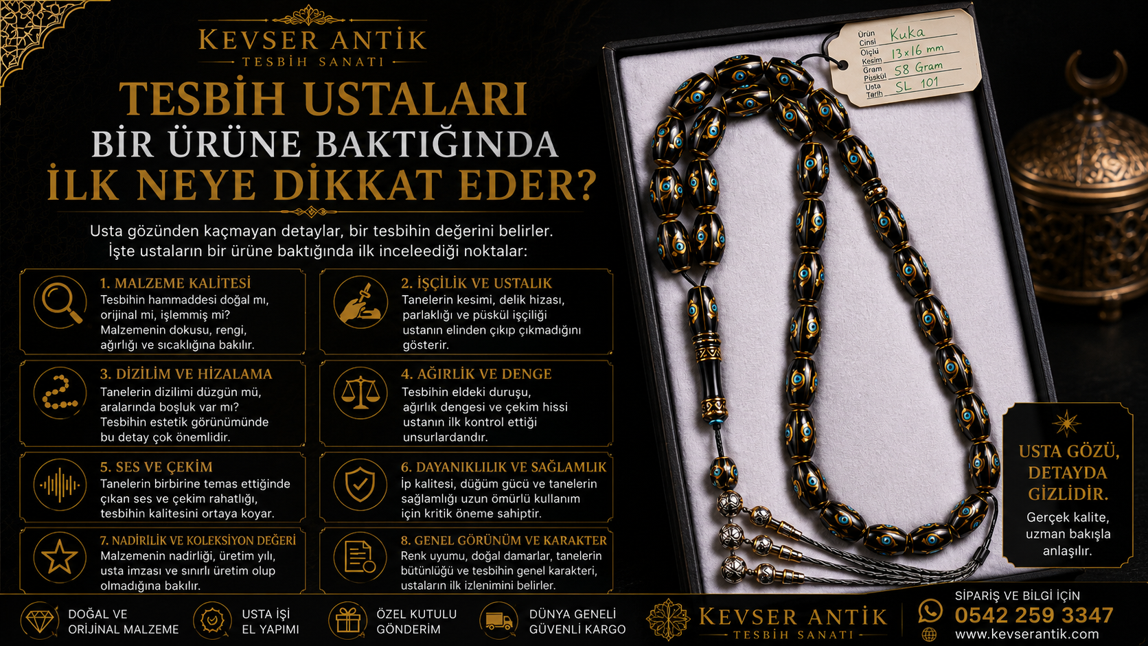 Tesbih Ustaları Bir Ürüne Baktığında İlk Neye Dikkat Eder? Usta işi ve kaliteli tesbih değerlendirme rehberi