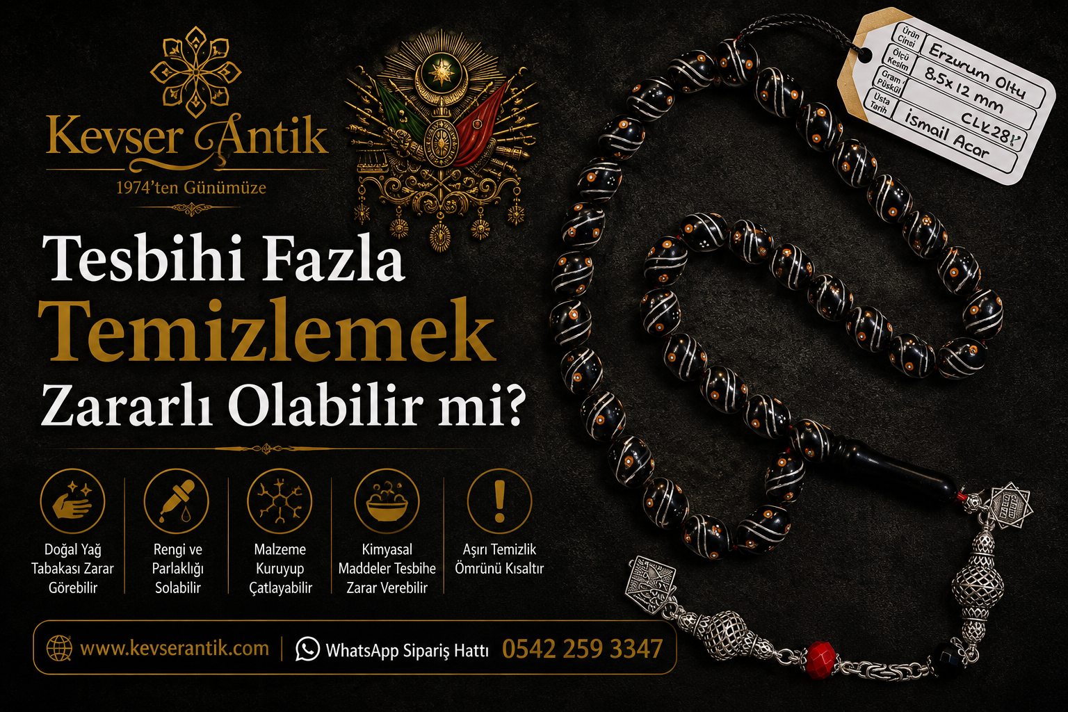Tesbihi Fazla Temizlemek Zararlı Olabilir mi - KevserAntik.com kehribar, kuka, oltu taşı ve gümüş püsküllü tesbih bakım rehberi
