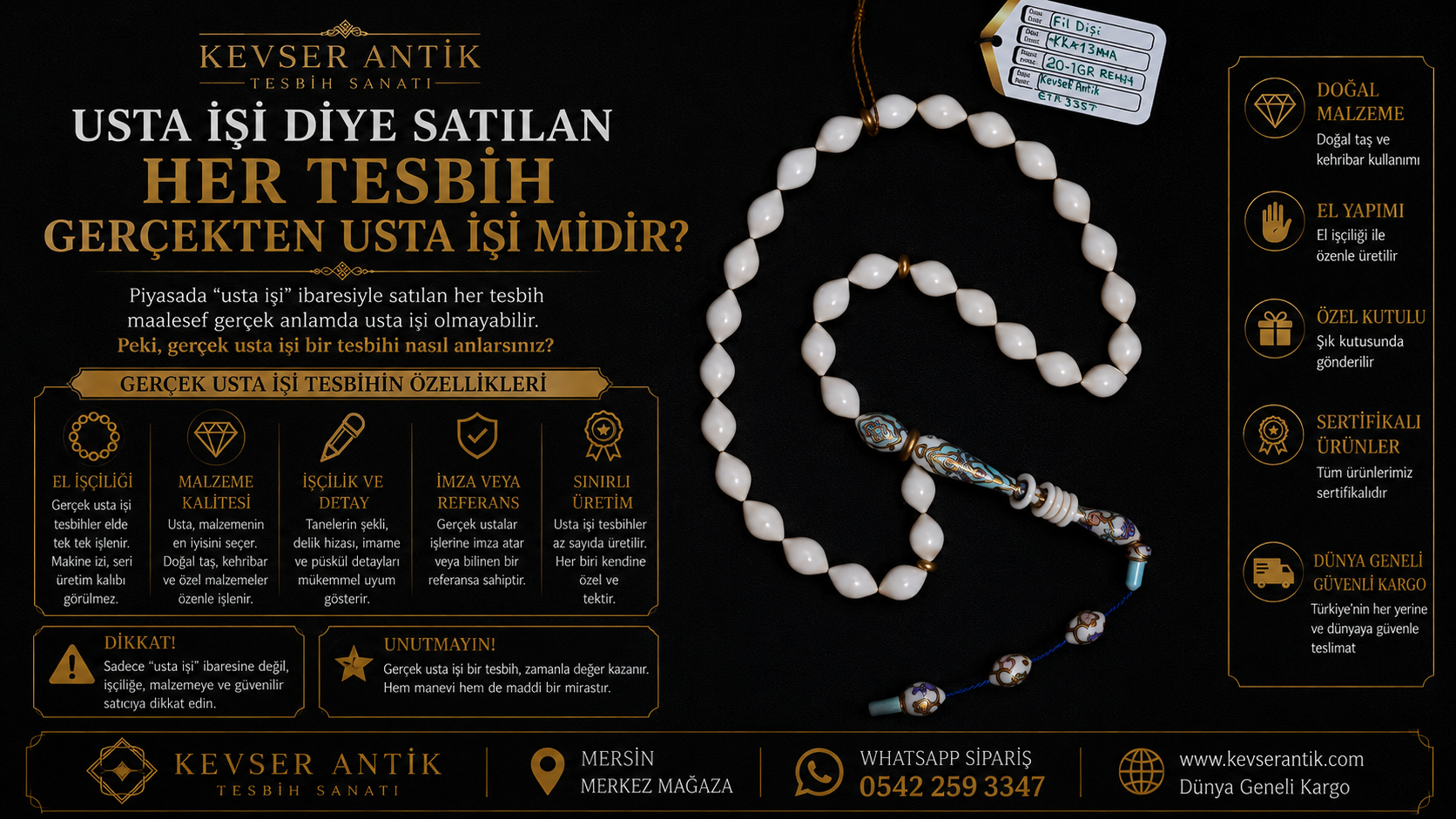 Usta İşi Diye Satılan Her Tesbih Gerçekten Usta İşi midir? Gerçek usta işi tesbih kalite rehberi - KevserAntik.com