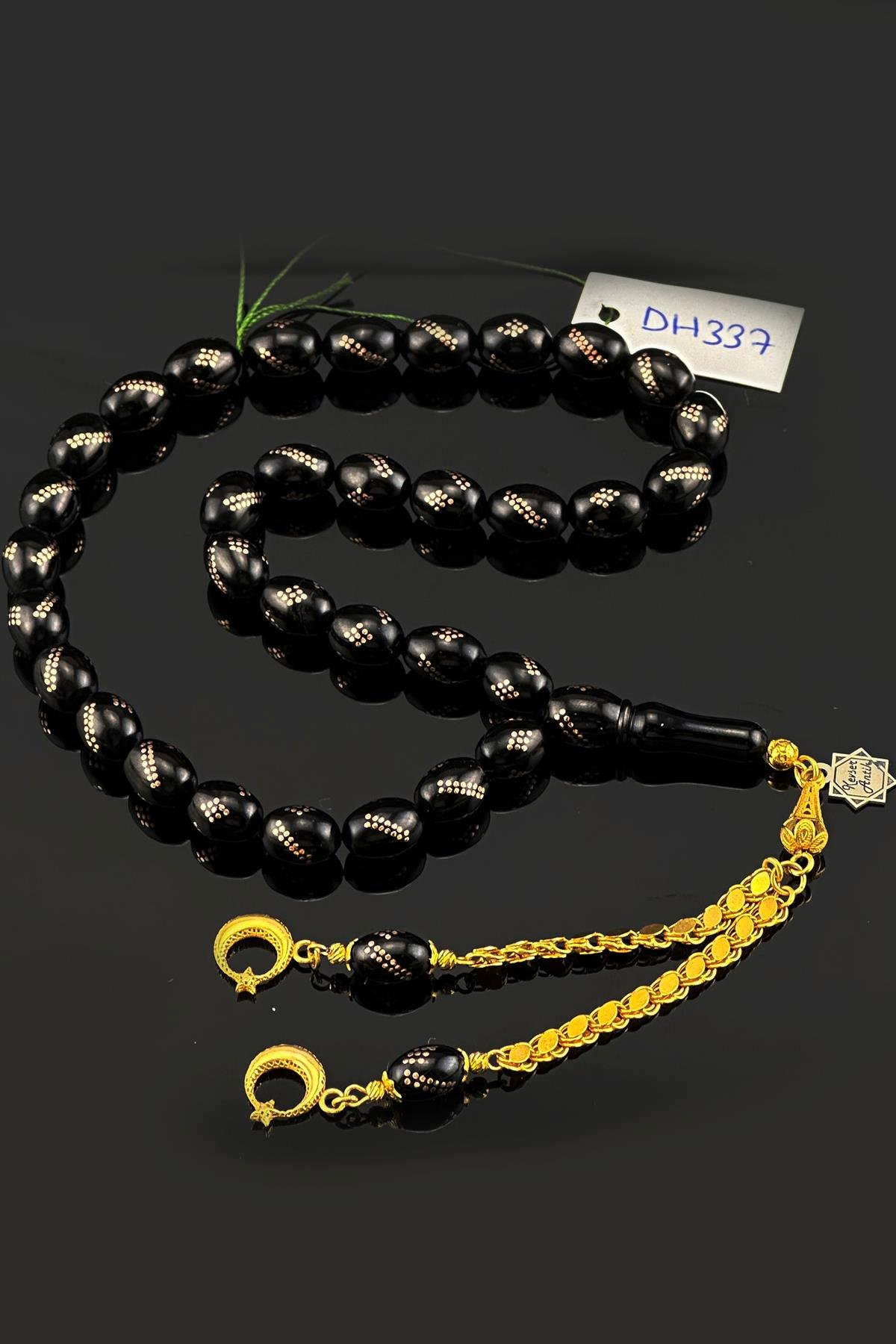 Altın İşlemeli Altın Püsküllü Oltu TesbihAltın İşlemeli Altın Püsküllü Oltu Tesbih - Kevser AntikAltın İşlemeli Tesbihler