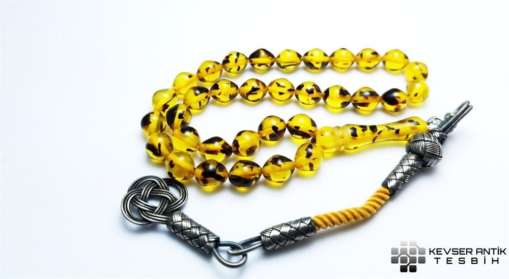 Benekli Sıkma Kehribar Tesbih