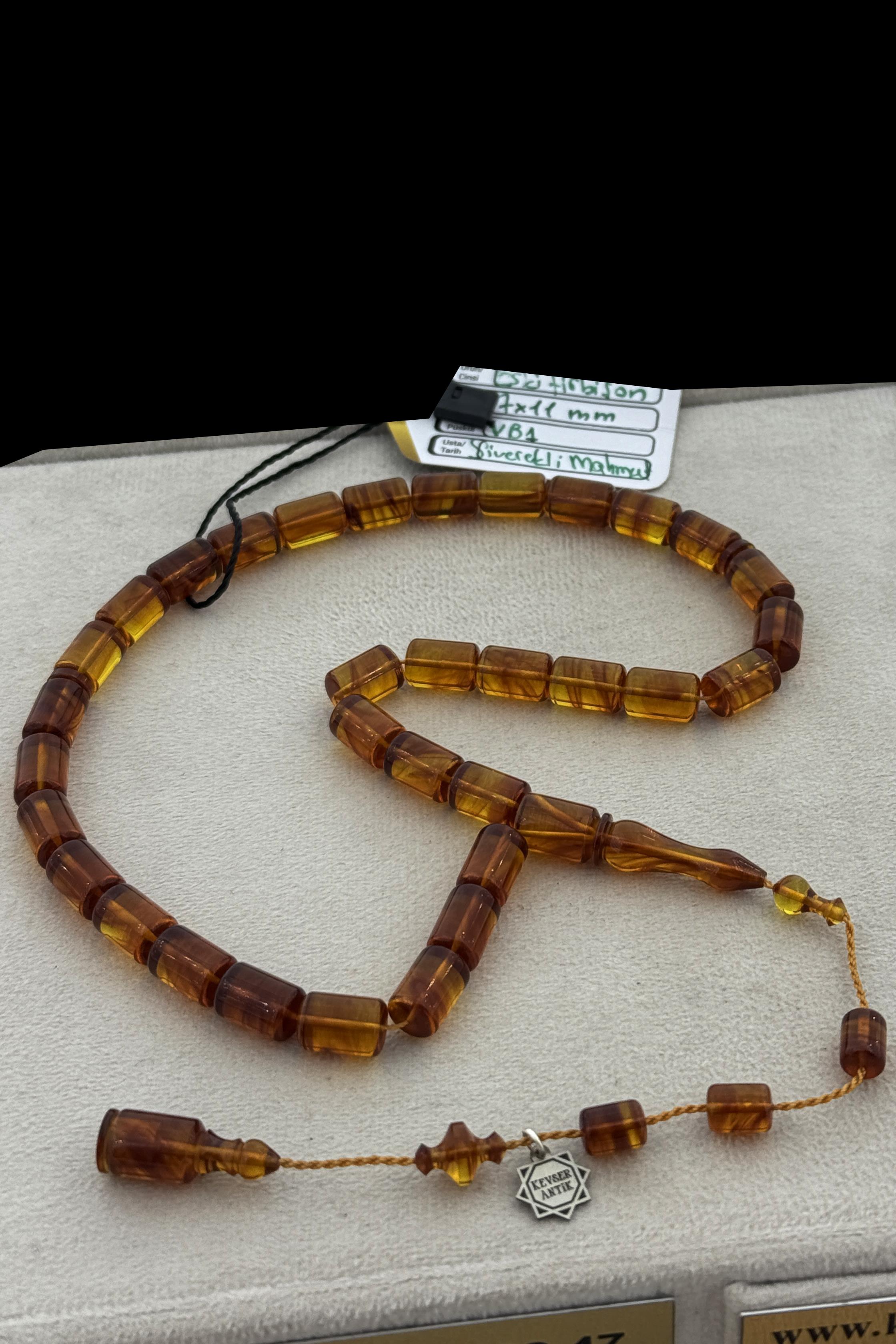 Eski Blok Tirbüşon KehribarEski Blok Tirbüşon Kehribar - Kevser AntikKATALİN TESBİHLER