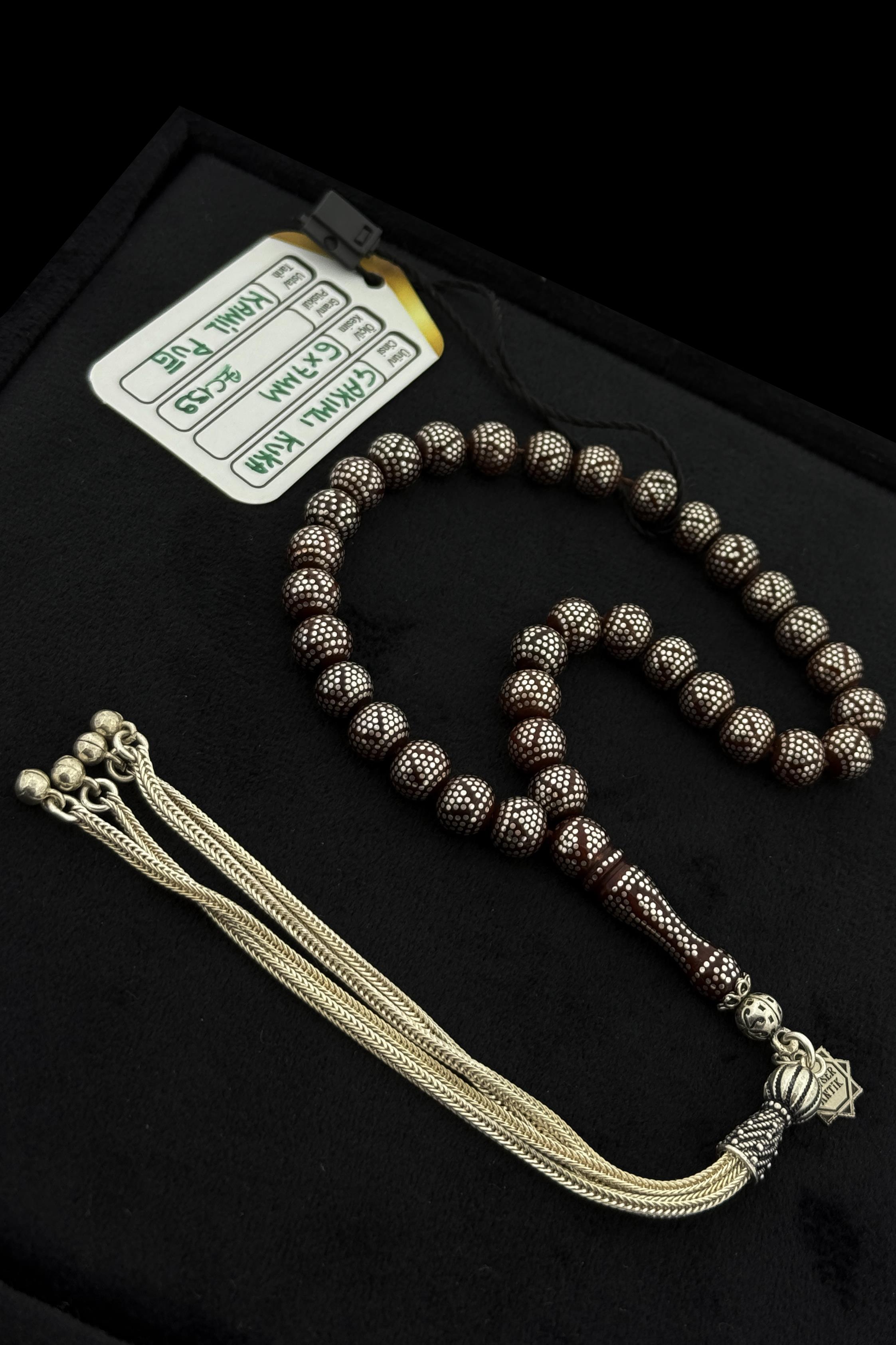 Gümüş Kakmalı 6X7 MM Kuka TesbihGümüş Kakmalı 6X7 MM Kuka Tesbih - Kevser AntikAĞAÇ TESBİHLER