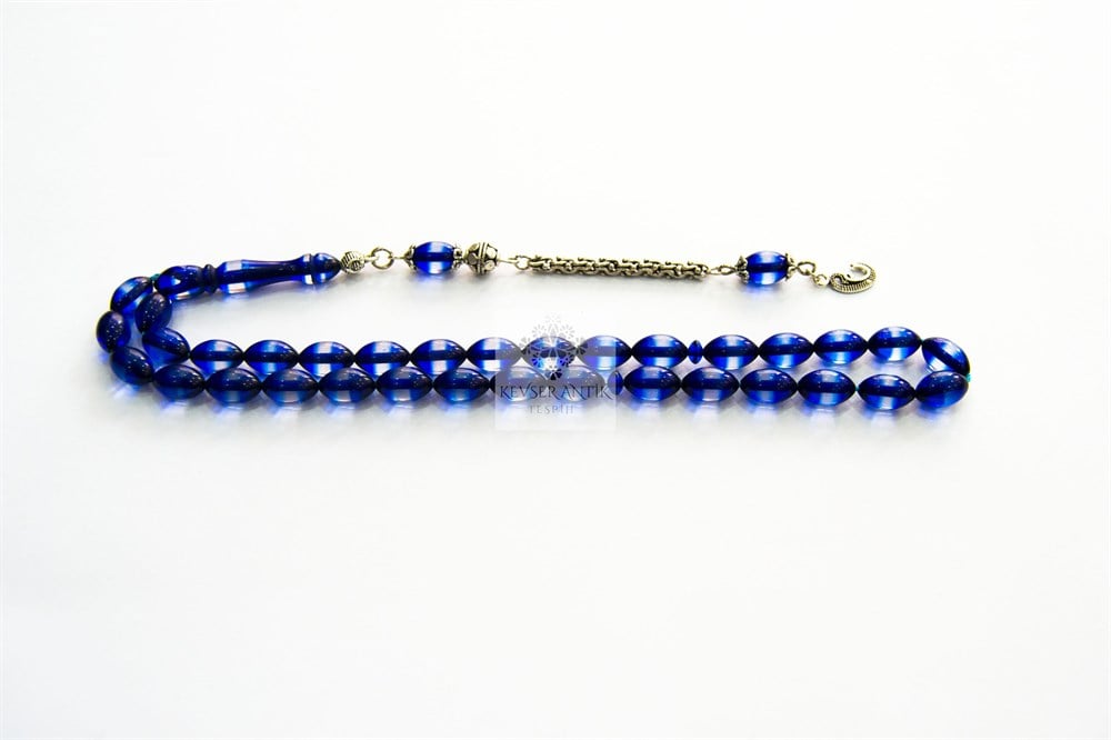 Gümüş püsküllü Mavi Sürmeli Kehribar
