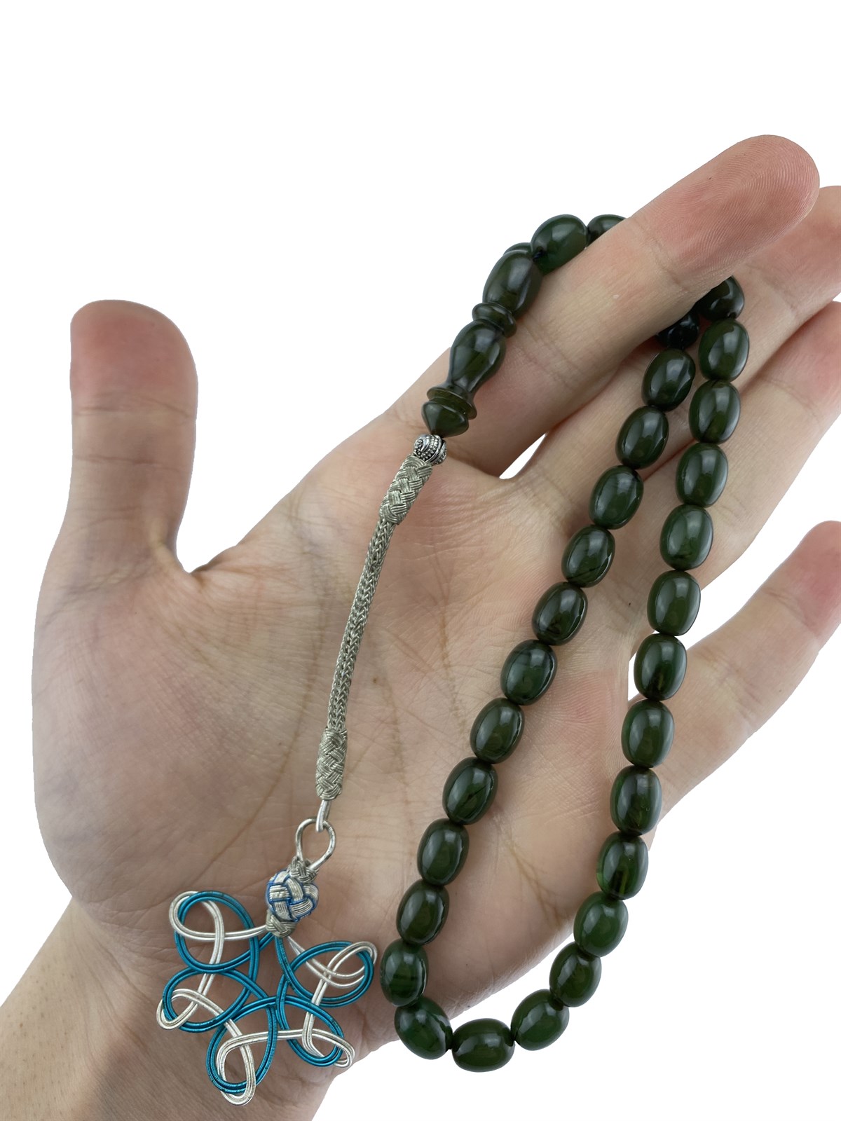 Mavi Damarlı Kehribar TesbihMavi Damarlı Kehribar Sıkma-Ateş Kehribar Tesbihler