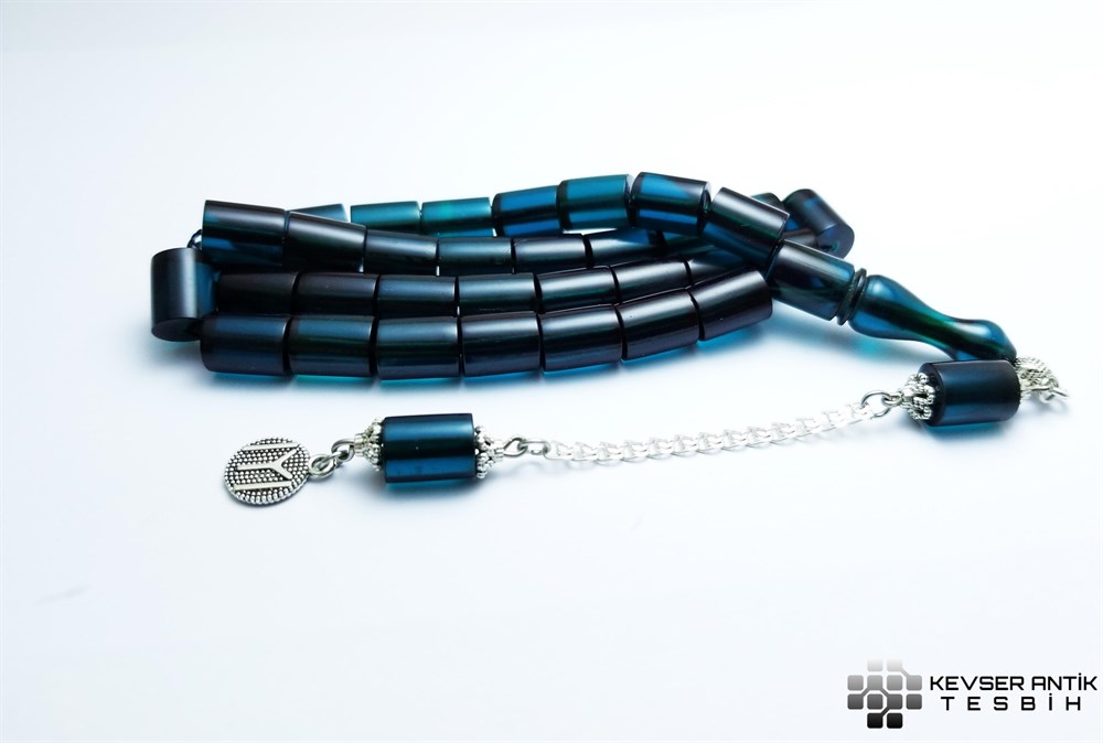 Parlement Mavisi Ateş Kehribar Tesbih