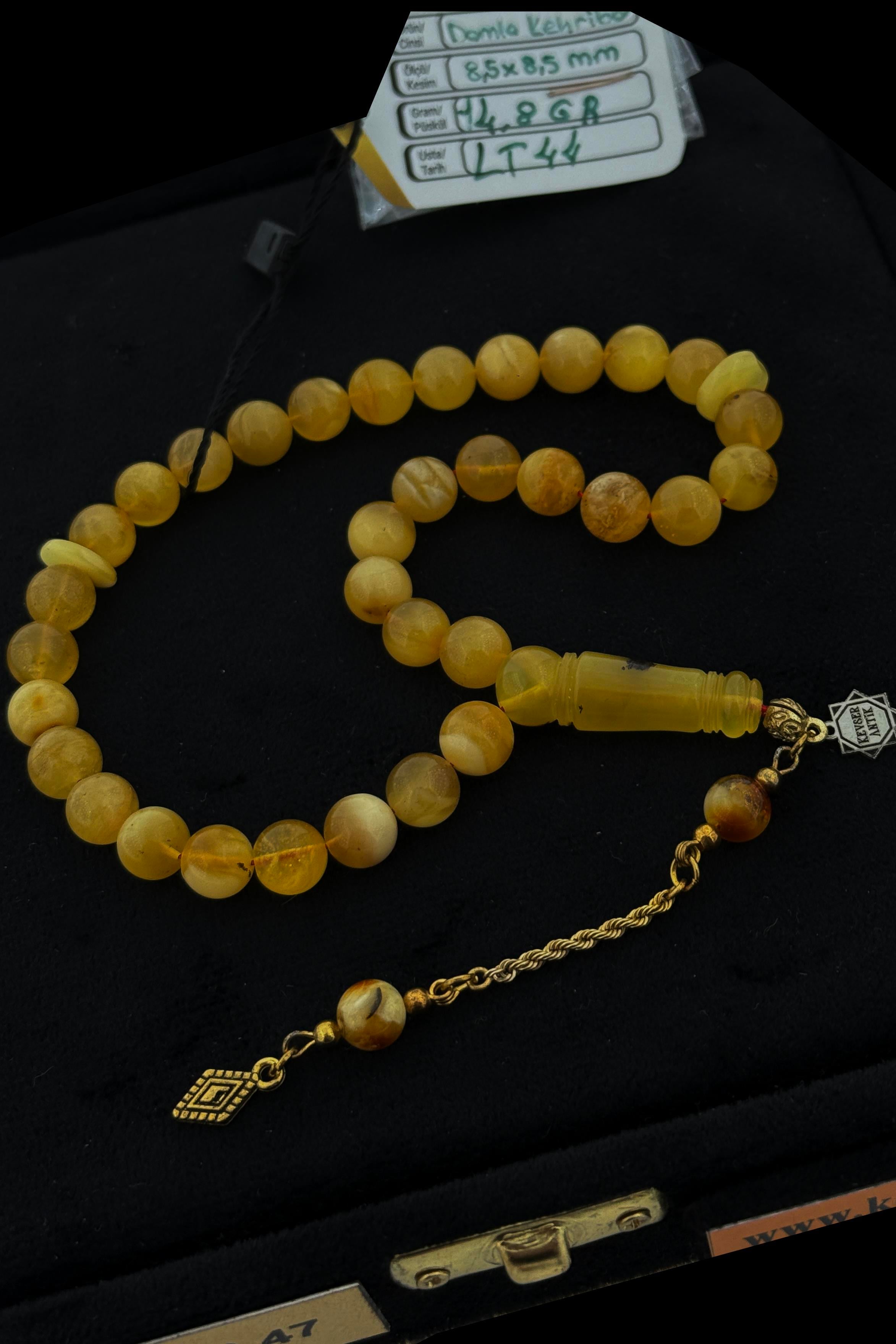 Altın Zincirli Amber Sarı Renk TesbihAltın Zincirli Amber Sarı Renk Tesbih - Kevser AntikDamla Kehribar Tesbihler