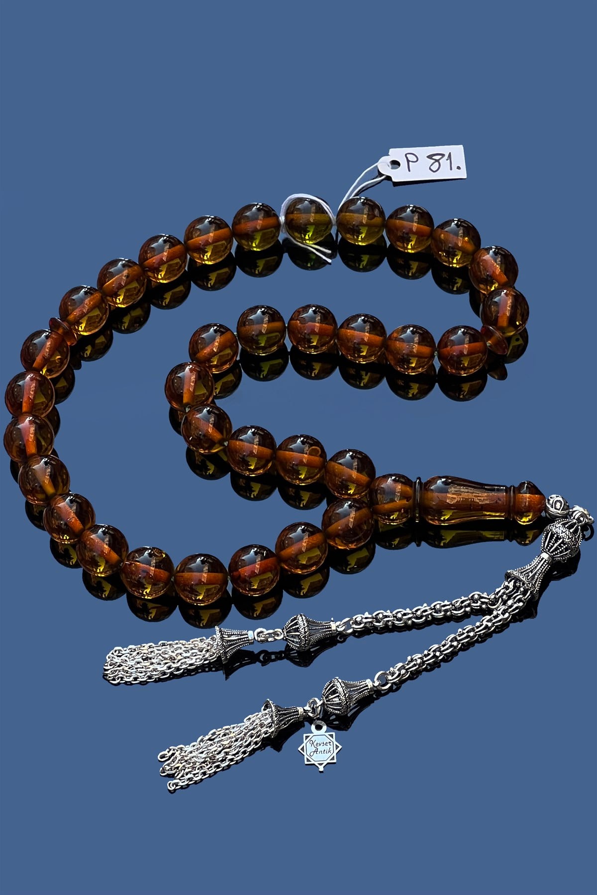 Eski Obje Ateş Kehribar TesbihEski Obje Ateş Kehribar Tesbih - Kevser AntikÖZEL SERİ TESBİHLER