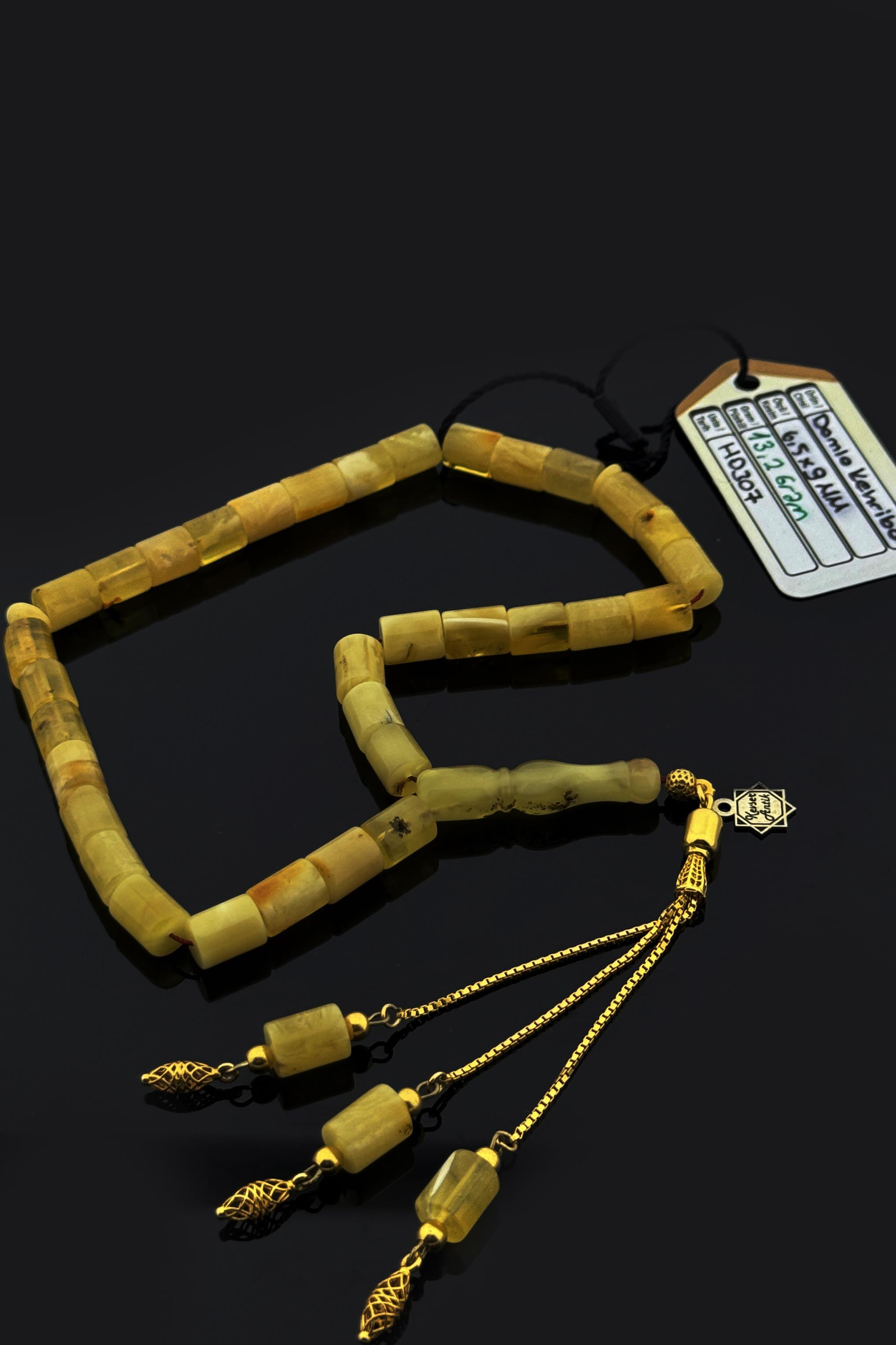 Fosilli Mat Kehribar TesbihFosilli Mat Kehribar Tesbih - Kevser AntikDamla Kehribar Tesbihler