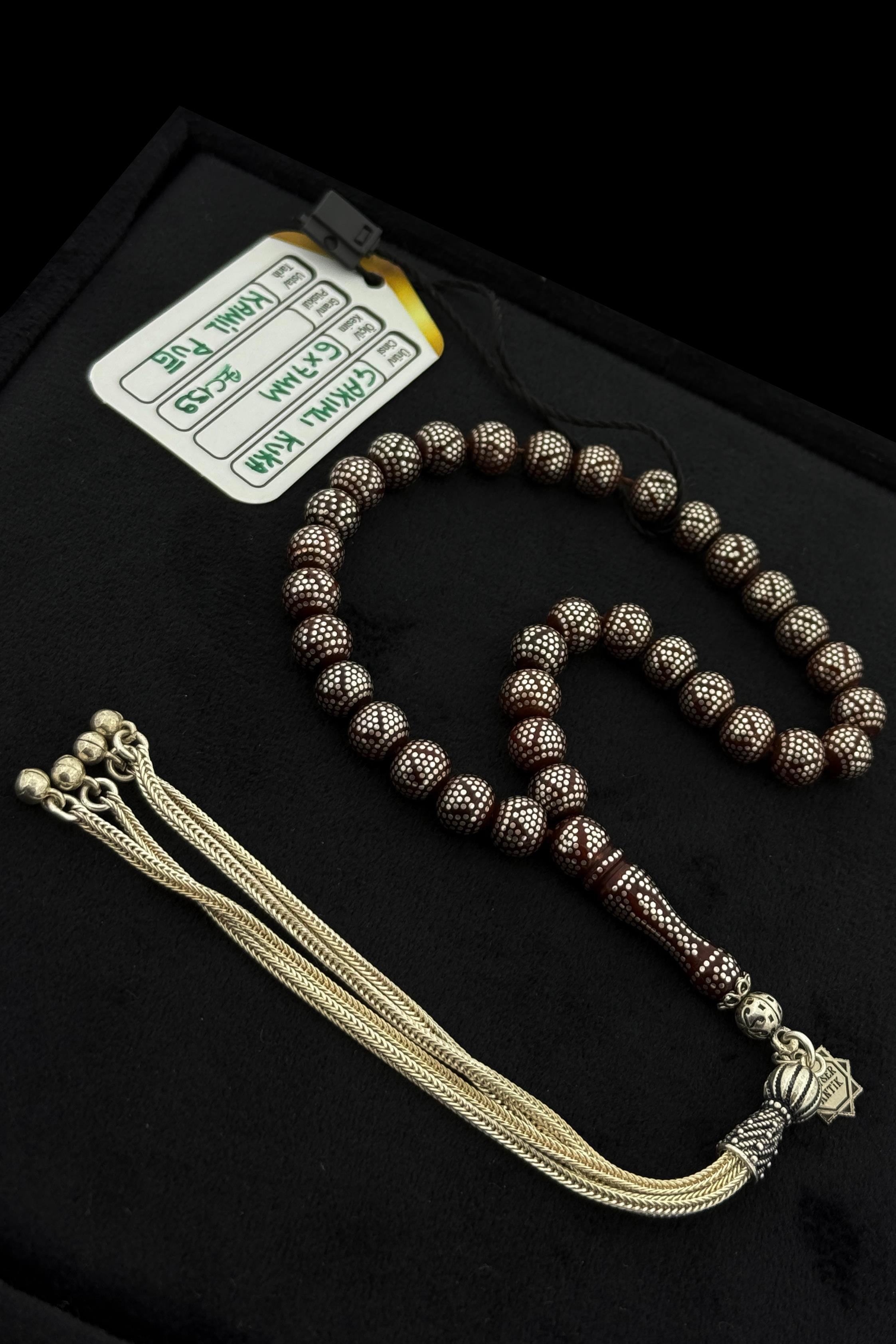 Gümüş Kakmalı 6X7 MM Kuka TesbihGümüş Kakmalı 6X7 MM Kuka Tesbih - Kevser AntikAĞAÇ TESBİHLER