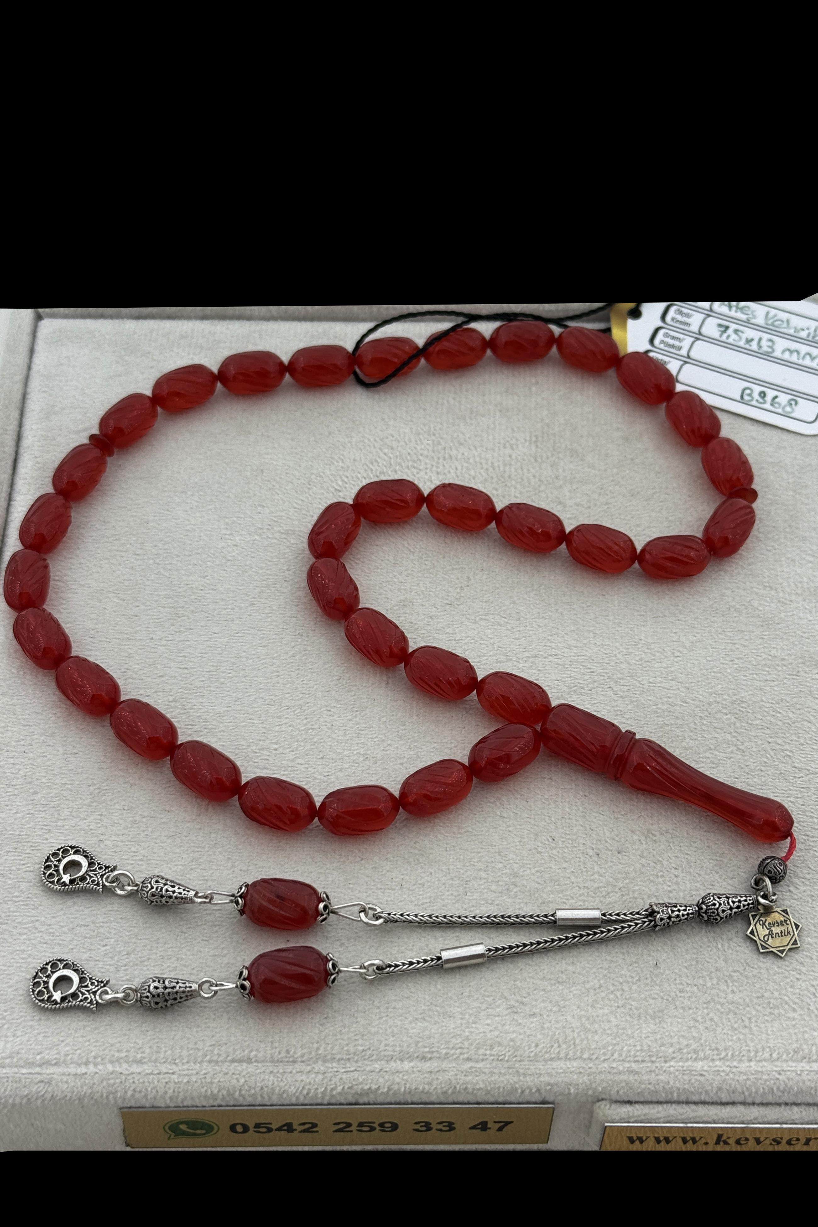 Kalemkar İşleme Ateş Kehribar TesbihKalemkar İşleme Ateş Kehribar Tesbih- Kevser AntikSıkma-Ateş Kehribar Tesbihler