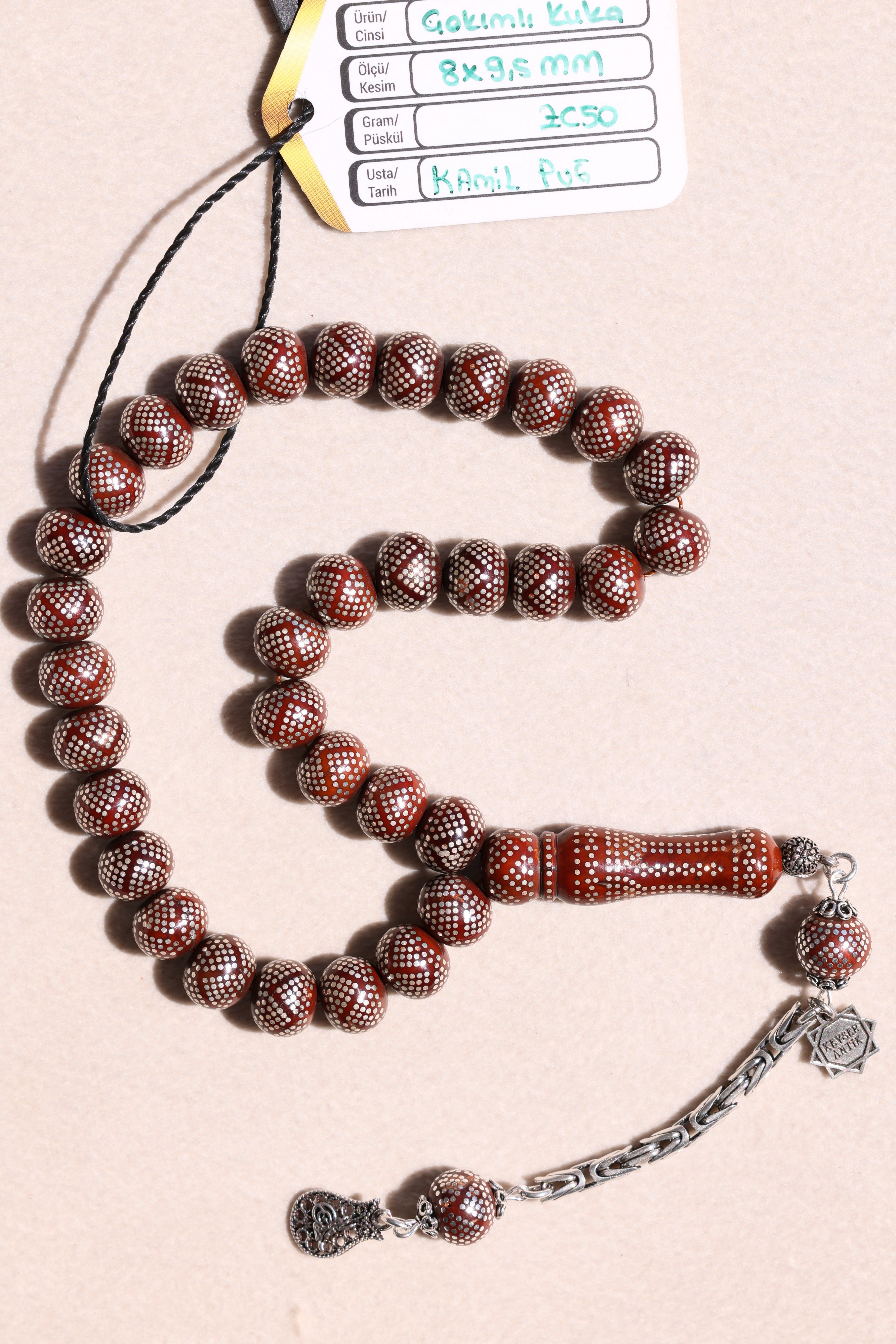 Kamil Usta İşlemeli Kuka TesbihKamil Usta İşlemeli Kuka Tesbih - Kevser AntikGümüş İşlemeli Tesbihler