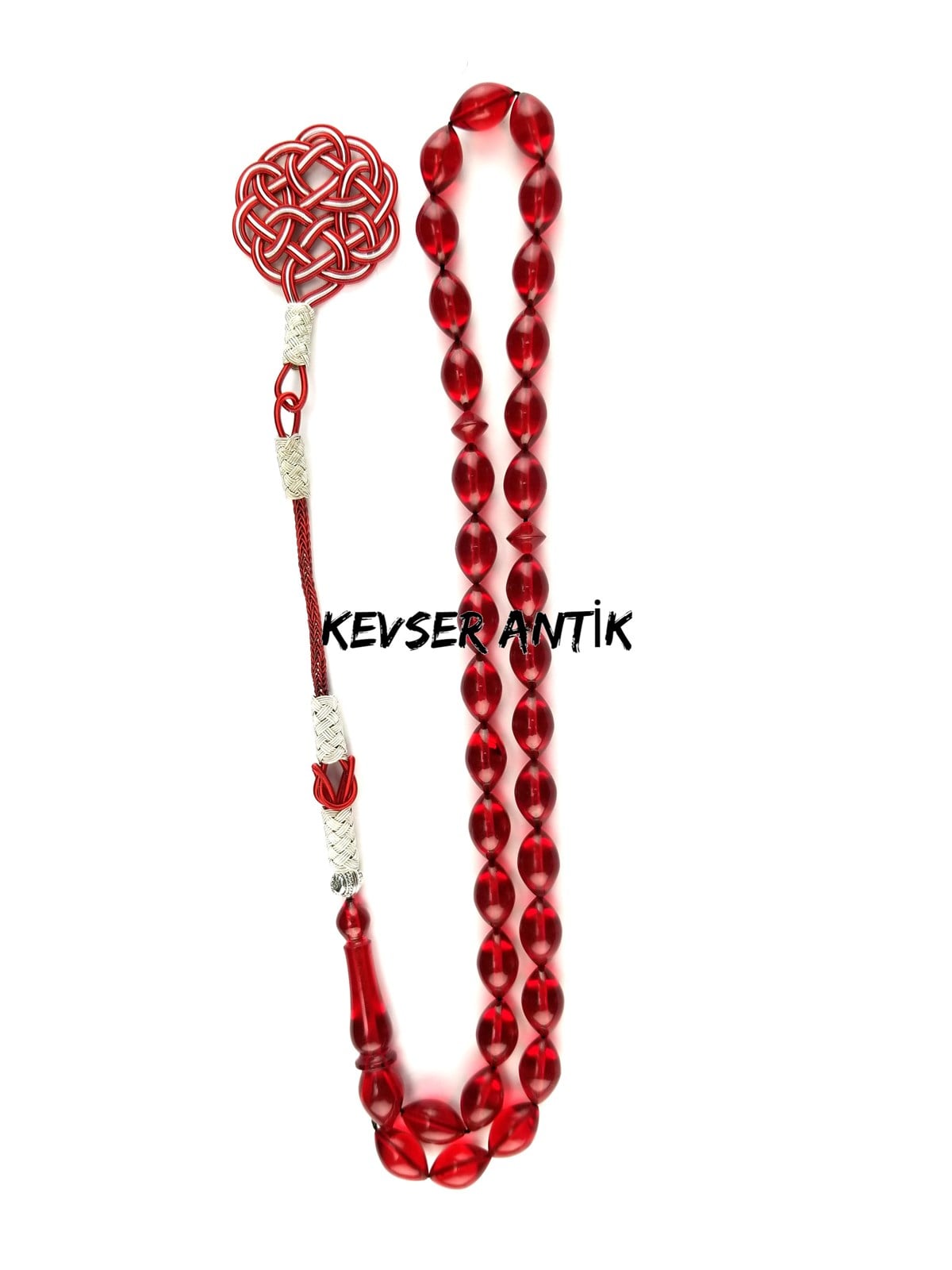 Kazaz Püsküllü Kızıl Kehribar Tesbih