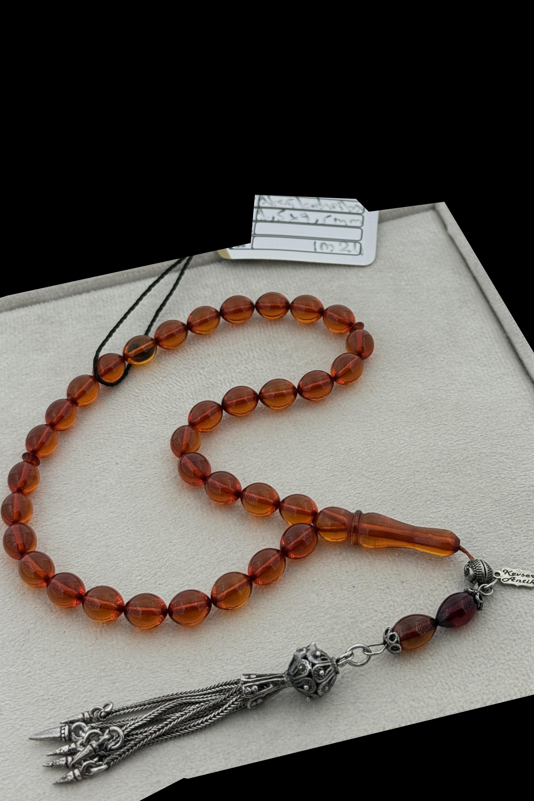 Lüks Segment Blok Zar Ateş Kehribar Tesbih – El YapımıLüks Segment Blok Zar Ateş Kehribar Tesbih – El Yapımı - Kevser AntikSıkma-Ateş Kehribar Tesbihler