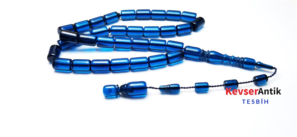 Mavi Hareli Toz Kehribar Tesbih
