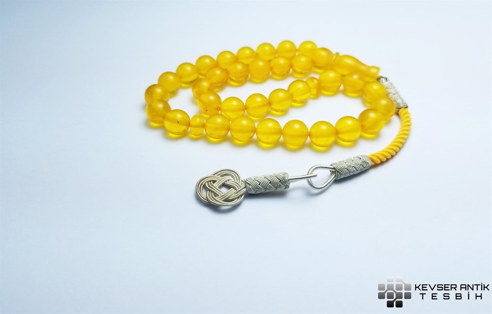 Sarı Hareli Ateş Kehribar Tesbih