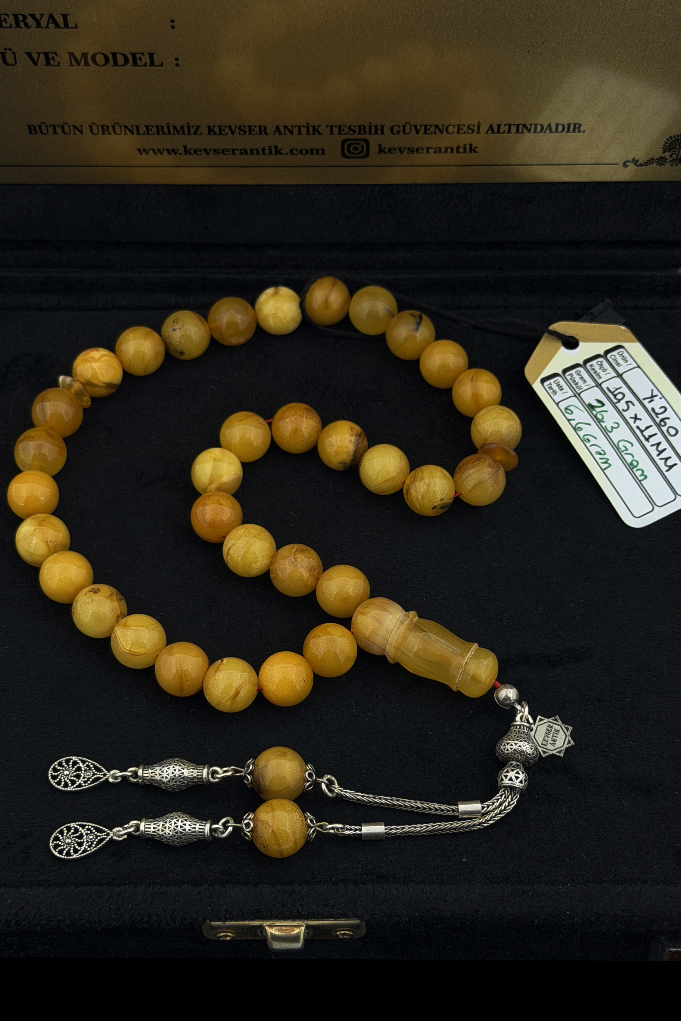 Seccar Küre Kehribar TesbihSeccar Küre Kehribar Tesbih - Kevser AntikDamla Kehribar Tesbihler