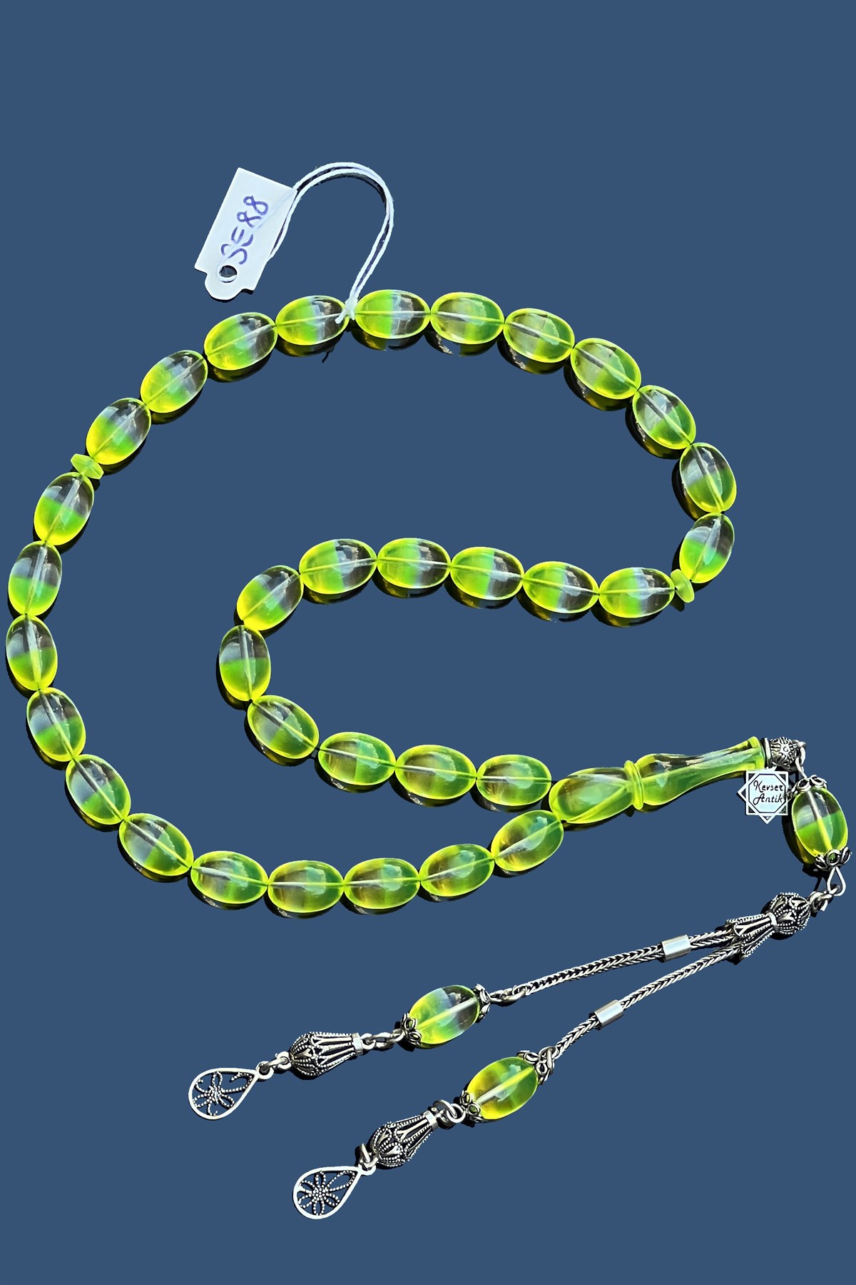 Şeffaf delim uçak camı tesbihŞeffaf delim uçak camı tesbih - Kevser AntikSıkma-Ateş Kehribar Tesbihler