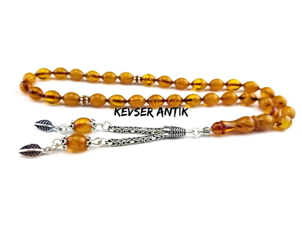 USTA İŞÇİLİKLİ HATASIZ HARELİ SIKMA KEHRİBAR TESPİH