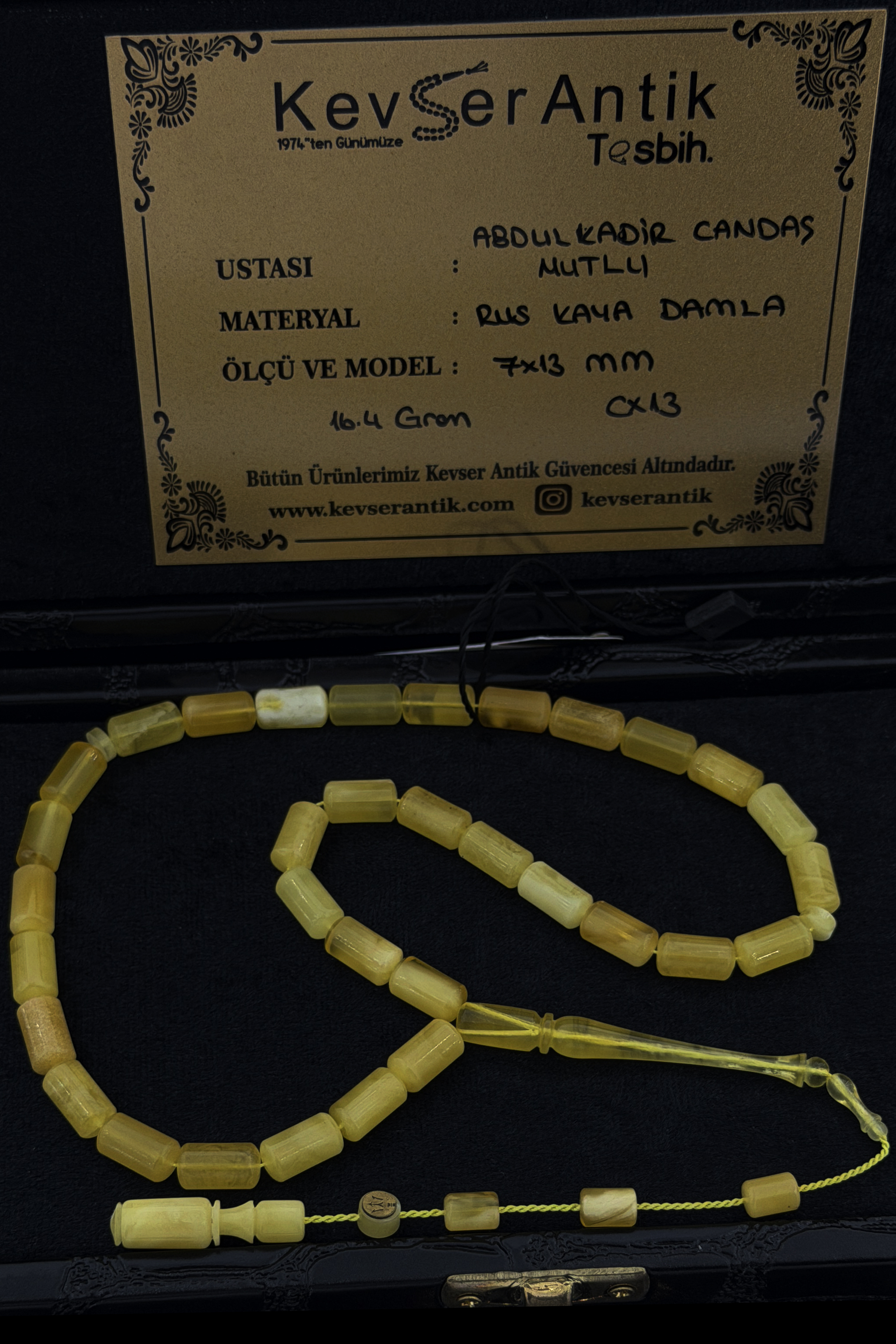 Usta İşi Özel Yapım Sertifikalı Has Kehribar TesbihUsta İşi Özel Yapım Sertifikalı Has Kehribar Tesbih - Kevser AntikDamla Kehribar Tesbihler