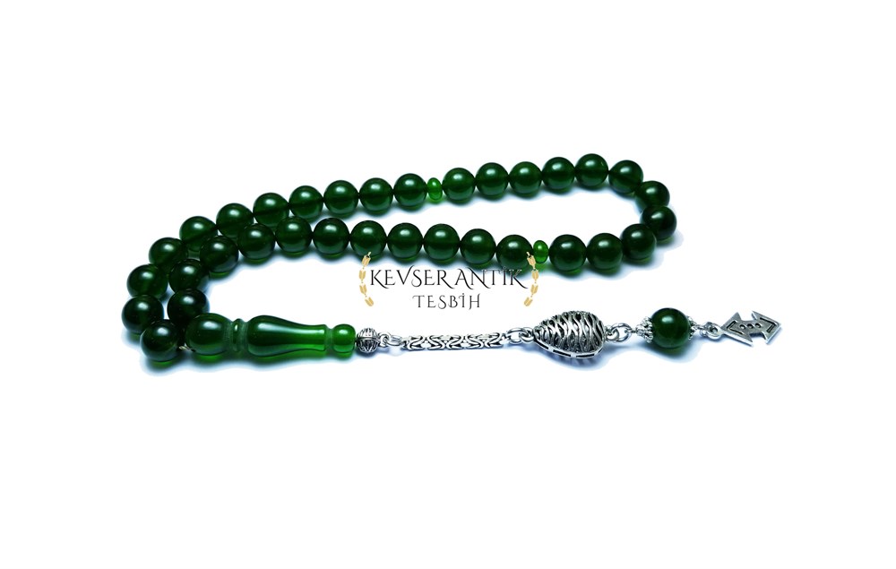 Yeşil Sıkma Kehribar Tesbih