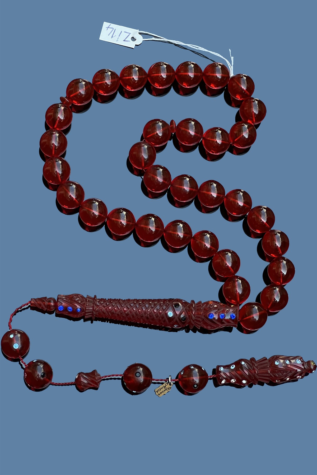 Zirkon İşlemeli Ateş Kehribar TesbihZirkon İşlemeli Ateş Kehribar Tesbih - Kevser AntikÖZEL SERİ TESBİHLER