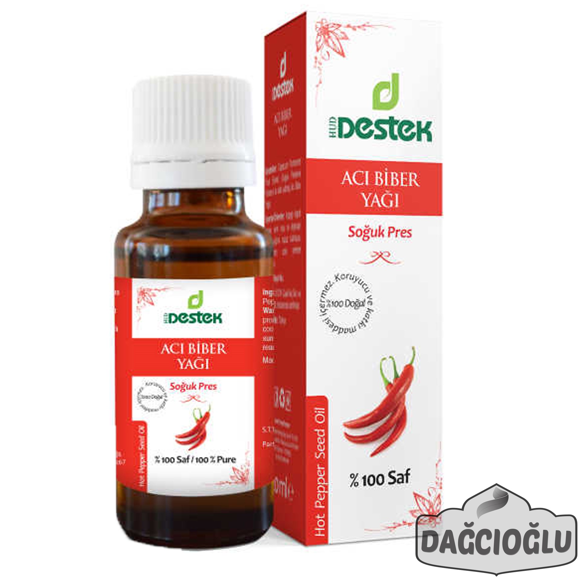 Acı Biber Yağı (Soğuk Pres) 20 ml Destek