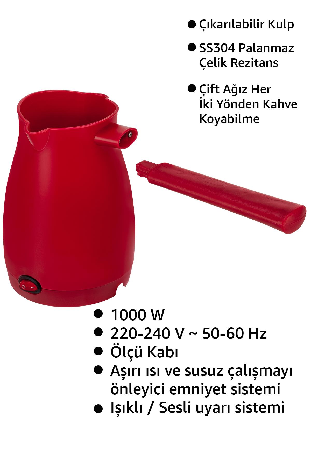 AWOX CAFFEEN ELEKTRİKLİ CEZVE KIRMIZI 