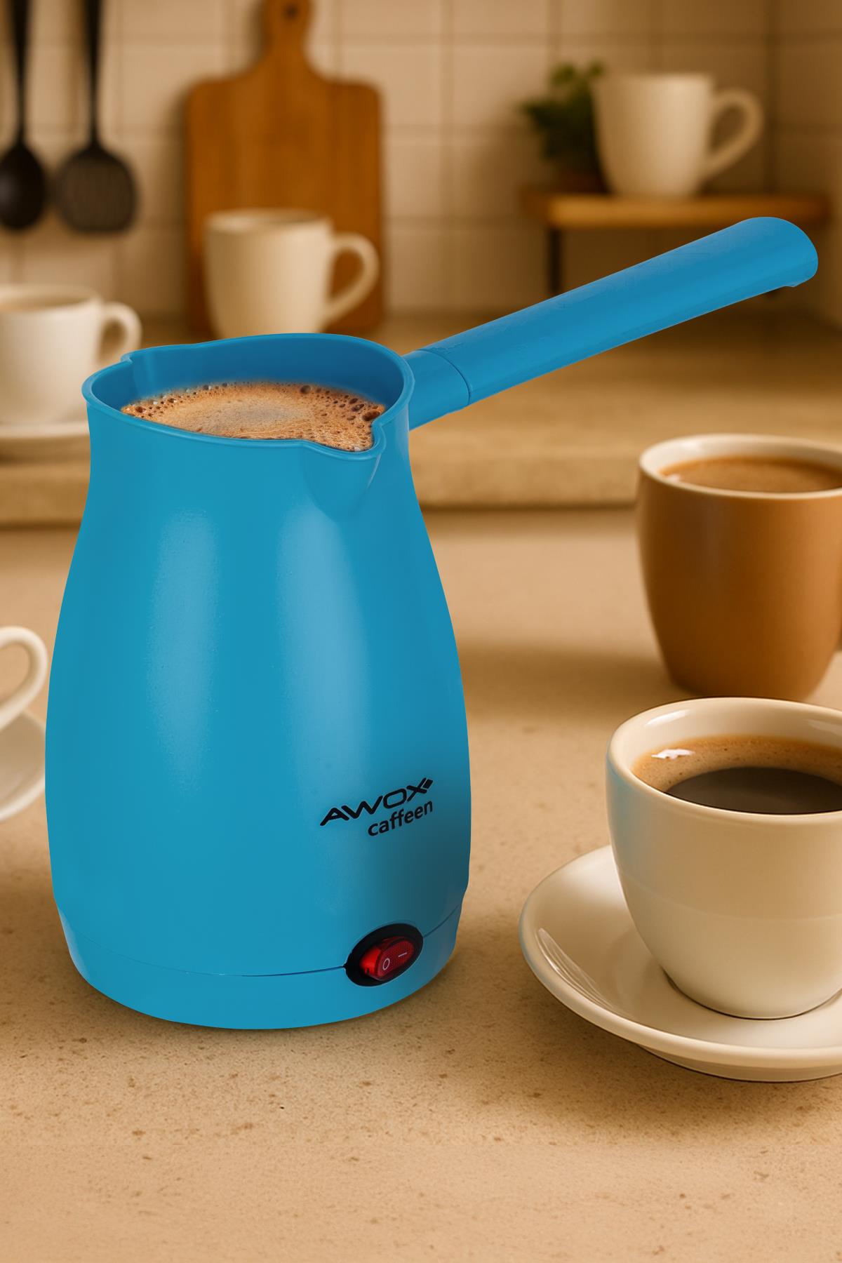 AWOX CAFFEEN ELEKTRİKLİ CEZVE MAVİ 